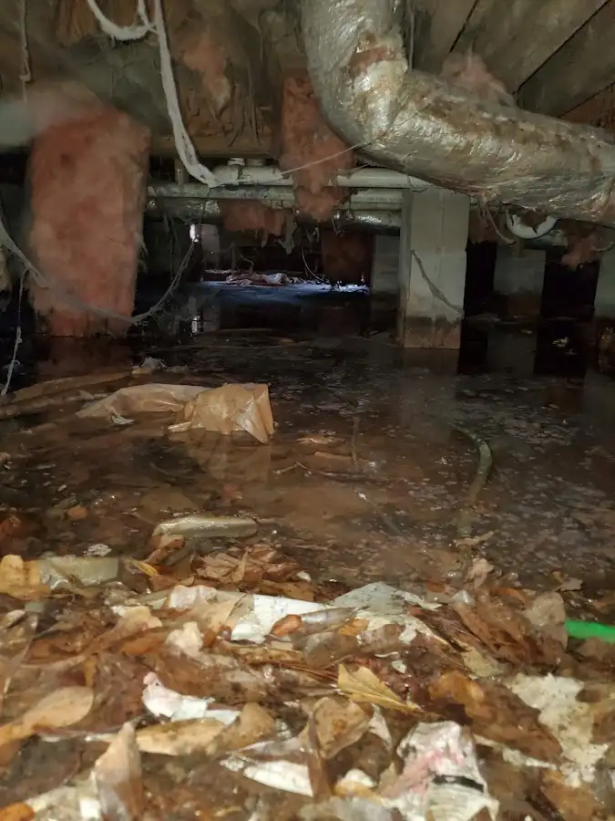 Crawl space flood assessment for Commercial Water Damage Restoration in Jan Phyl Village